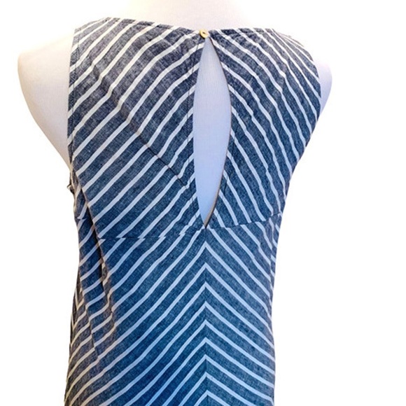 Women's Artisan NY 100% Linen Grey/White Back Keyhole Button Maxi Dress size 6 - Picture 5 of 8